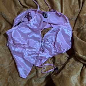 Pink HNM silk crop top